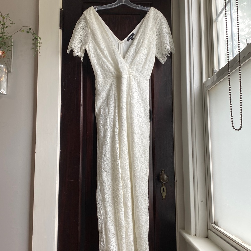 Lulu’s White Eyelet Jumpsuit- size medium